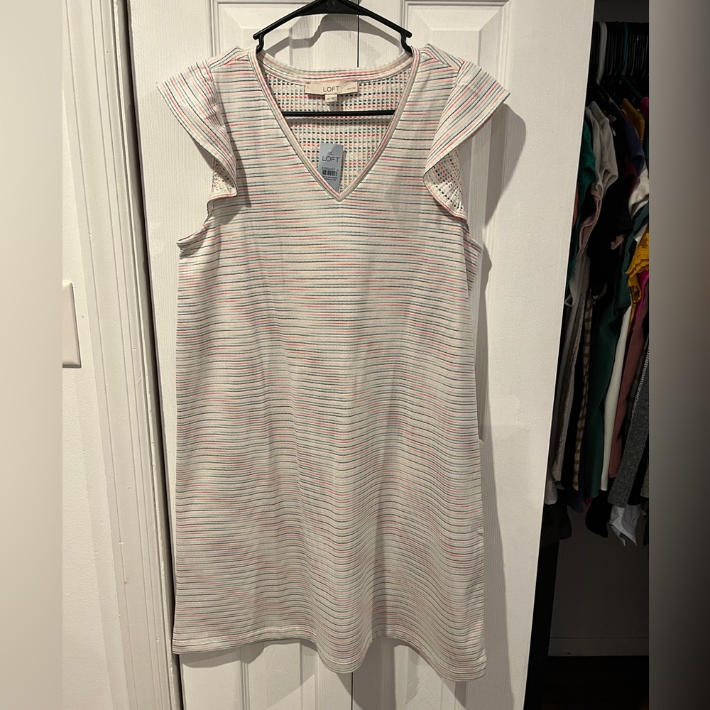 Striped V-Neck Sleeveless Dress